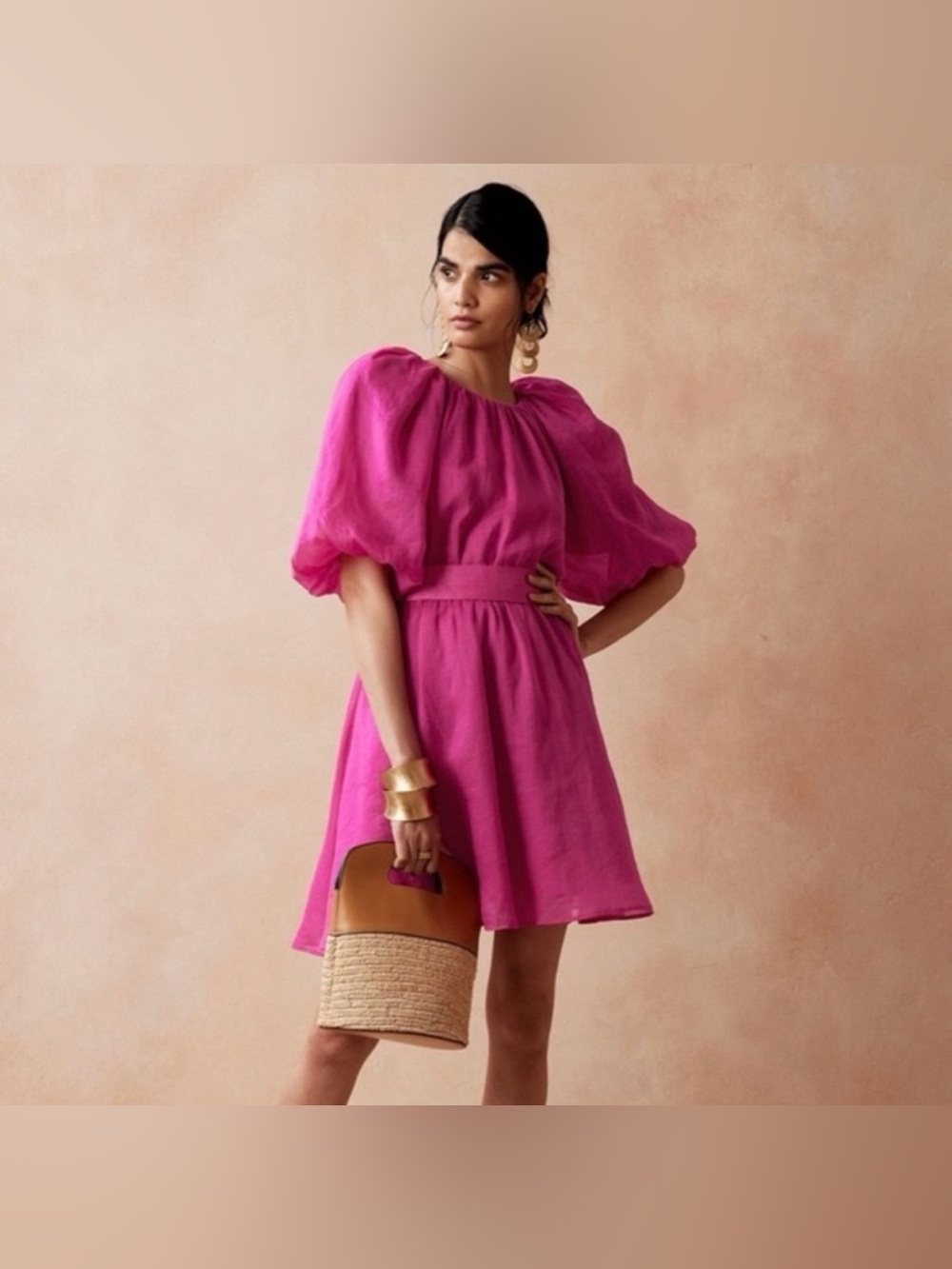Banana Republic’s Ramie open-back pink dress